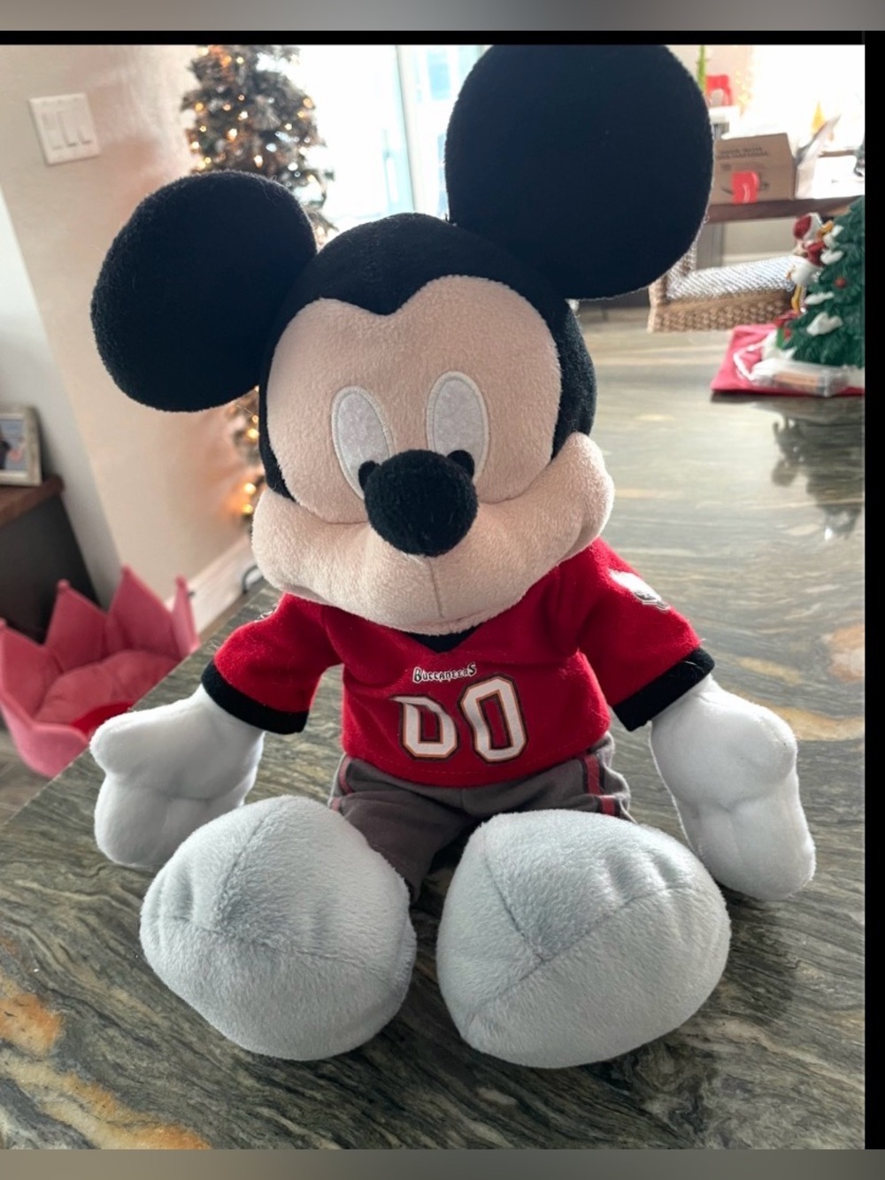 Disney Mickey Mouse Plush in Red and Black Football Jersey Tampa Bay Buccaneers
